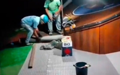 Colocação de piso emborrachado na rampa de parapente