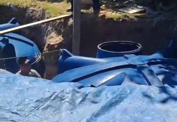 Andamento das obras de instalações das cisternas