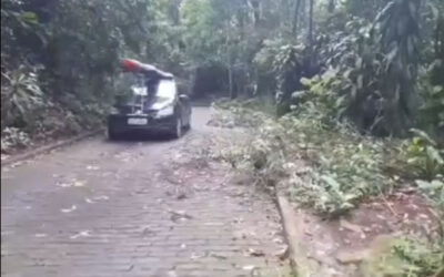 Manutenção na estrada de acesso a rampa