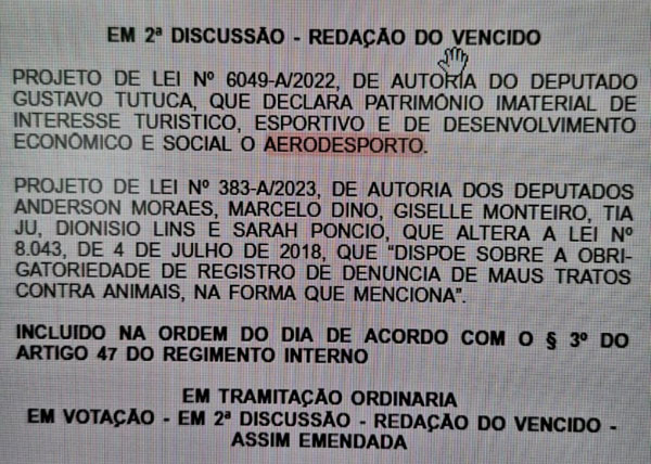 Projeto Patrimônio Imaterial de Interesse Turístico, publicado no Diário Oficial